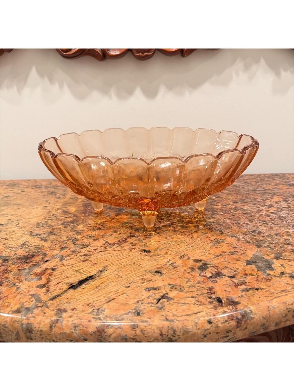 Vintage Indiana Glass Pink Depression Glass Oval Fruit Bowl